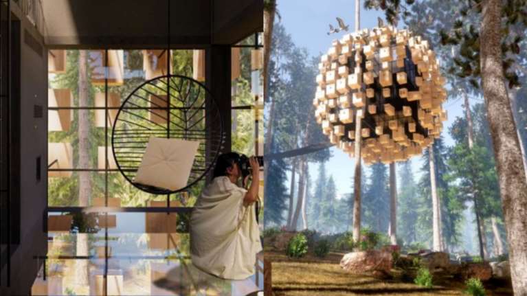 Καταπληκτικό ξενοδοχείο στη Σουηδία: Σφαίρα από 350 σπιτάκια για πουλιά περιβάλλει ένα δωμάτιο [εικόνες]