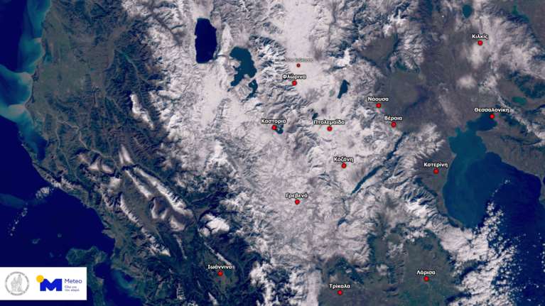 Meteo: Τα χιόνια &quot;σκέπασαν&quot; τη δυτική και κεντρική Μακεδονία - Δείτε εικόνα από δορυφόρο