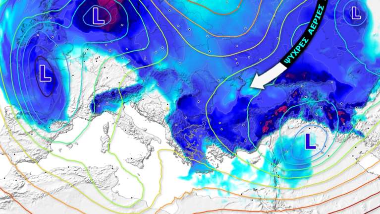 Meteo: Ισχυρός αντικυκλώνας φέρνει τσουχτερό κρύο - Θερμοκρασίες έως επτά βαθμούς κάτω από το κανονικό [χάρτης]
