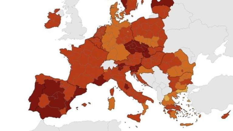 Κορονοϊός-ECDC: Παρελθόν το &quot;πράσινο&quot; - Η χώρα έγινε &quot;πορτοκαλί&quot; - Στο &quot;κόκκινο&quot; Στερεά Ελλάδα, Εύβοια και Aχαΐα {Χάρτες]