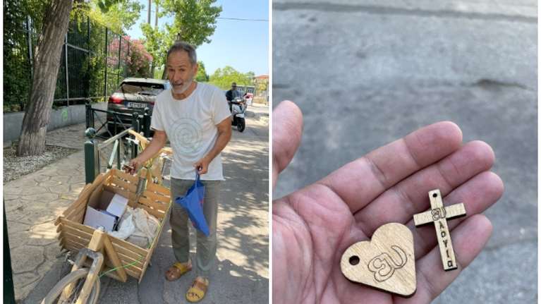 Ψήφισε στην Κηφισιά ο Πολ Ευμορφίδης: Με ποδήλατο μοίραζε... καρδούλες και σταυρουδάκια στον κόσμο [εικόνες]