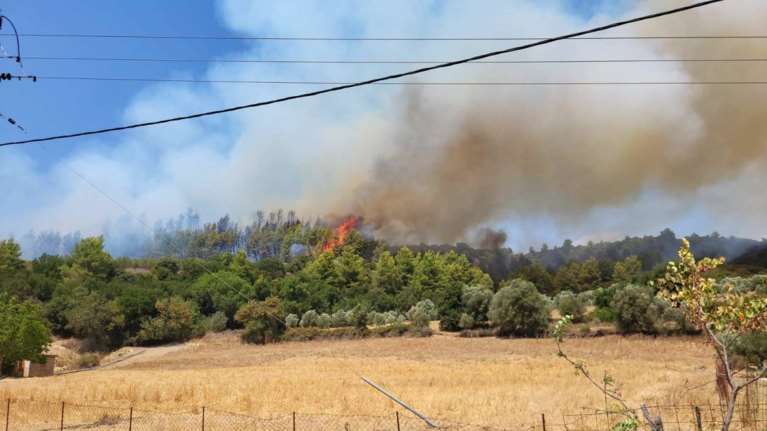 Φωτιά τώρα στην Ηλεία: Κοντά σε σπίτια οι φλόγες - Σηκώθηκαν και ενάερια μέσα