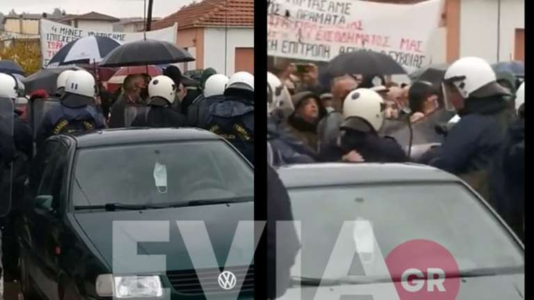 Ενταση στην Ιστιαία κατά την επίσκεψη του Κυριάκου Μητσοτάκη στην Εύβοια