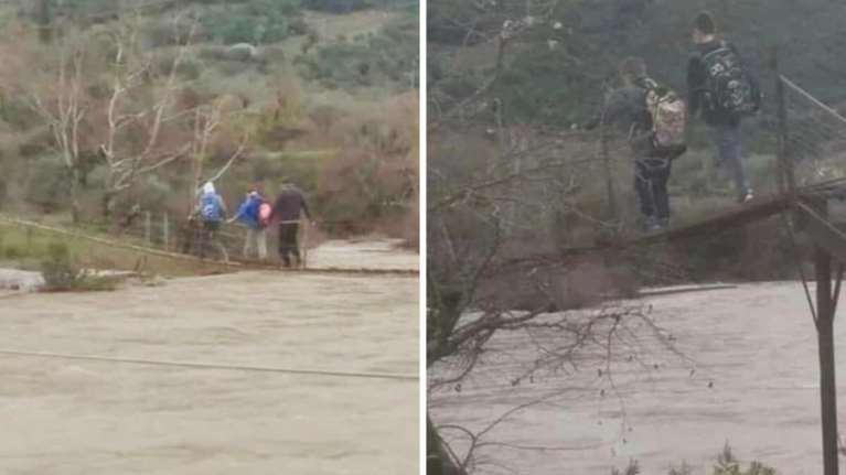 Αιτωλοακαρνανία: Μαθητές έγιναν... ακροβάτες - Πέρασαν φουσκωμένο ποτάμι σε αιωρούμενη γέφυρα [εικόνες - βίντεο]