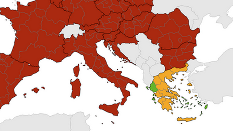 Ο κορονοϊός στην Ευρώπη σε χάρτη του ECDC: Οι μόνες πράσινες περιοχές είναι στην Ελλάδα - Δείτε ποιες είναι