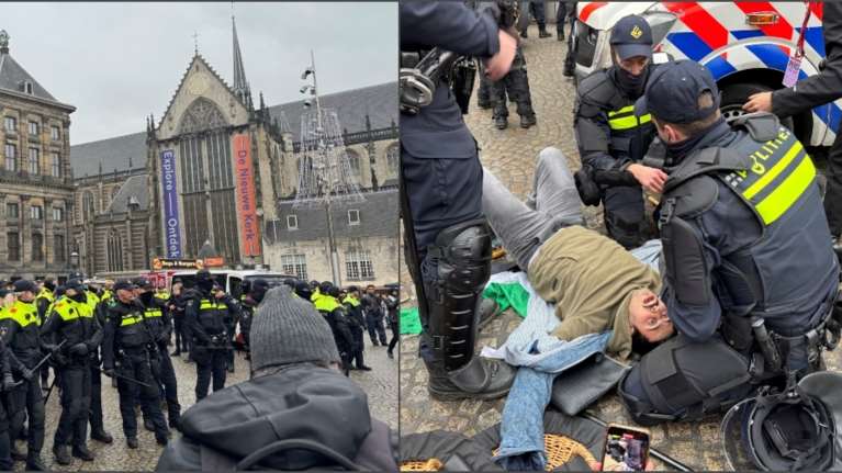 Επεισόδια στο Άμστερνταμ: Με συλλήψεις σε όσους αψηφούν την απαγόρευση των διαδηλώσεων προειδοποιεί η αστυνομία