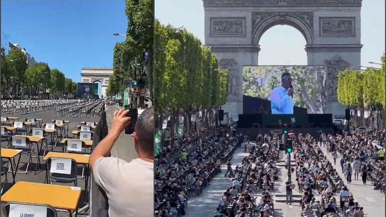 Τα Ηλύσια Πεδία έγιναν μια απέραντη σχολική τάξη: Χιλιάδες στα θρανία με στόχο το ρεκόρ Γκίνες