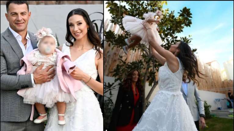 Δήμητρα Βαμβακούση: To απροσδόκητο look της μαμάς της νεοφώτιστης - Πήγε στην εκκλησία με τούλινο φόρεμα και σνίκερς