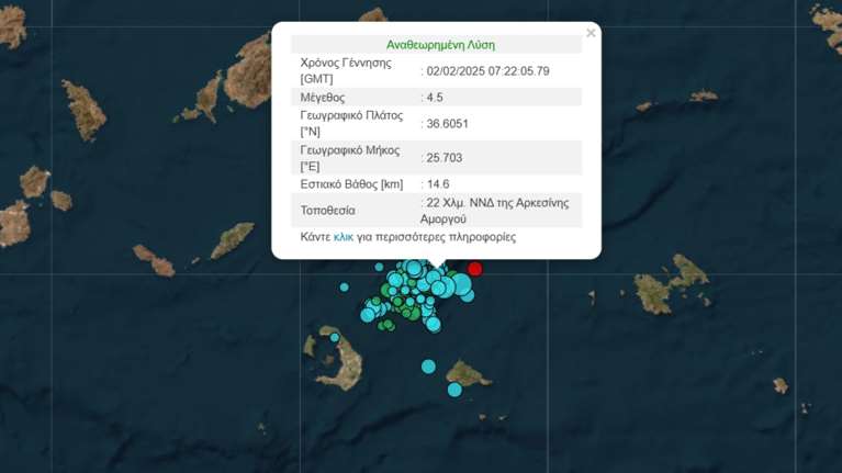 Δύο σεισμοί άνω των 4 Ρίχτερ στην Αμοργό