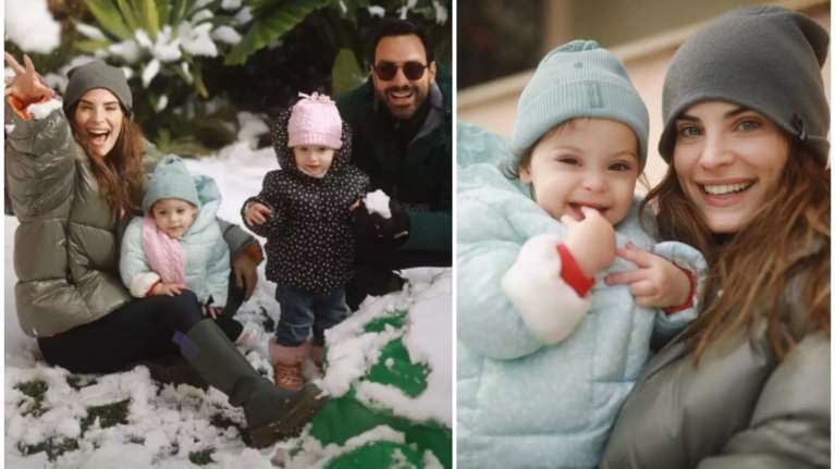 Μπόμπα - Τανιμανίδης: Τα παιχνίδια στον χιονισμένο κήπο τους με την Αριάνα και τη Φιλίππα