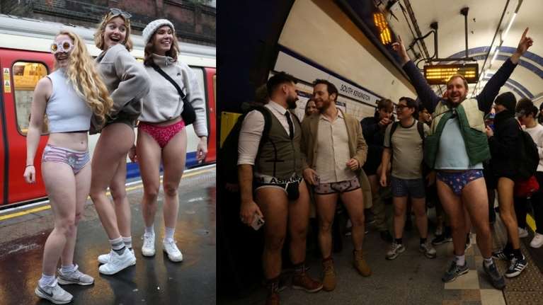 "Μέρα χωρίς παντελόνι": Οι Βρετανοί μπήκαν στο μετρό μόνο με τα... εσώρουχά τους από τη μέση και κάτω