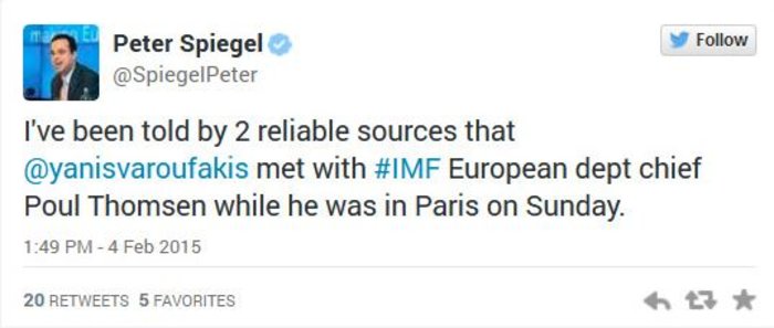 P. Spiegel των FT: Ο Βαρουφάκης συναντήθηκε με τον Τόμσεν