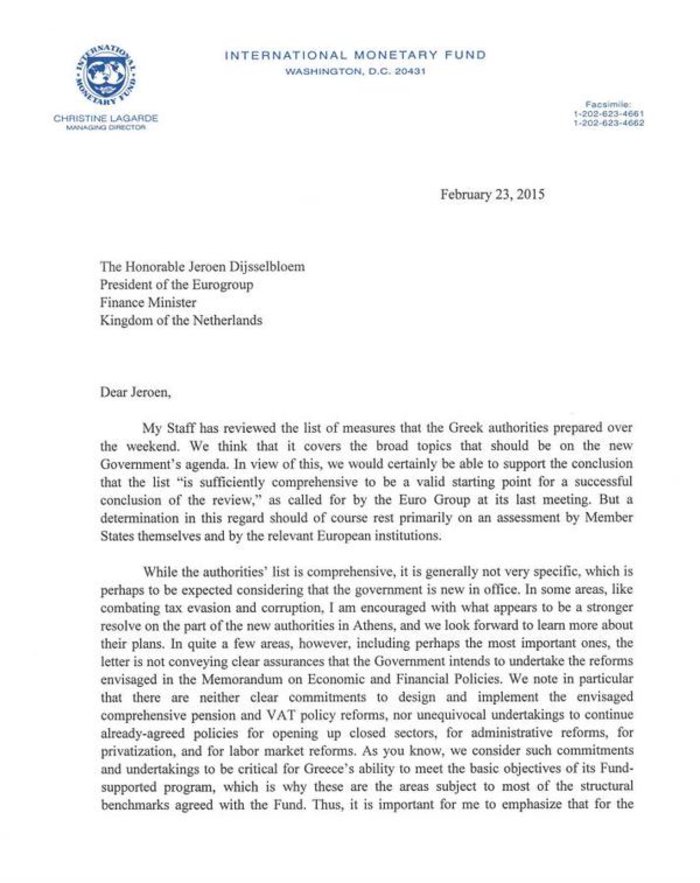 Επιφυλάξεις Λαγκάρντ: Δεν είναι πολύ συγκεκριμένη η λίστα της Αθήνας