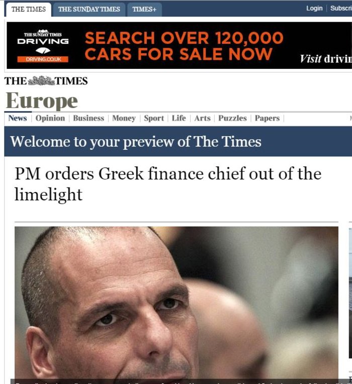 Times:Πάγος Τσίπρα στον Βαρουφάκη για τις συνεντεύξεις