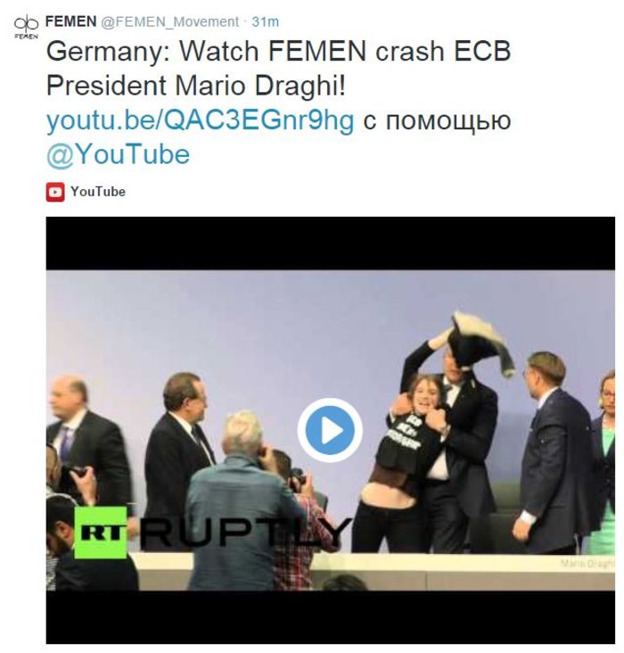 Οι FEMEN ανέλαβαν την ευθύνη για την επίθεση στον Μάριο Ντράγκι