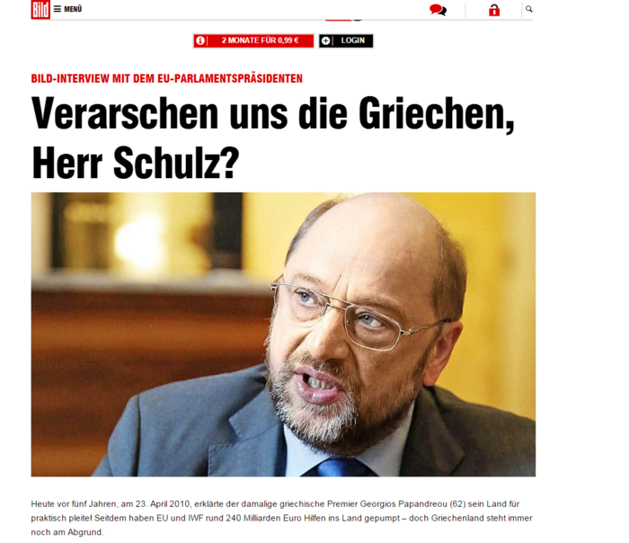 Μάρτιν Σουλτς: Εκνευρίζομαι συχνά με την ελληνική κυβέρνηση