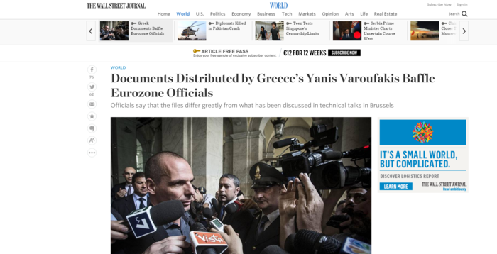 WSJ: Μπέρδεψε με νέο έγγραφο τους εταίρους ο Βαρουφάκης
