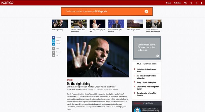 Παρέμβαση του Politico: Πείτε στους Ελληνες ψηφοφόρους την αλήθεια