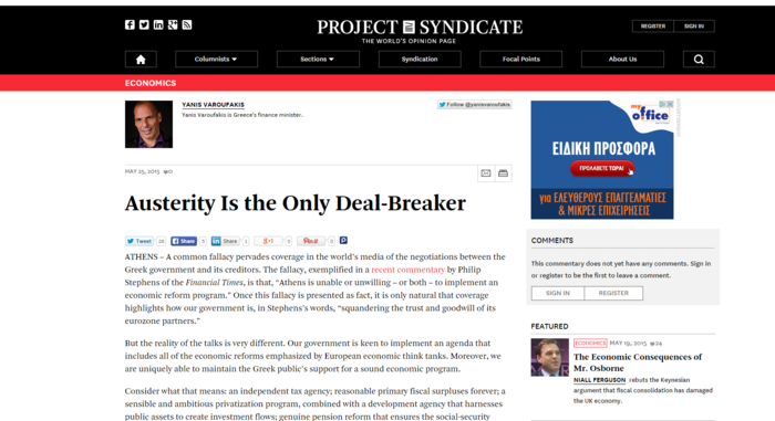 Βαρουφάκης: Οι ιστορικοί θα βρουν τα πραγματικά κίνητρα των δανειστών