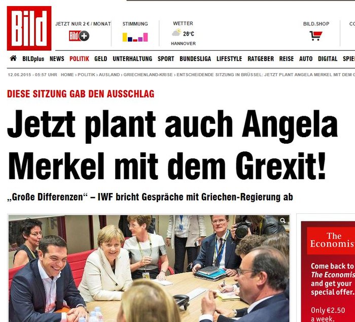 Βild: Η Ανγκελα Μέρκελ προετοιμάζεται για Grexit