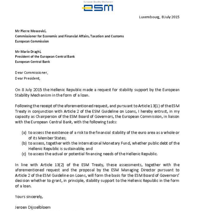 Επιστολή Ντάισελμπλουμ: Στην Κομισιόν και την ΕΚΤ το αίτημα προς ESM