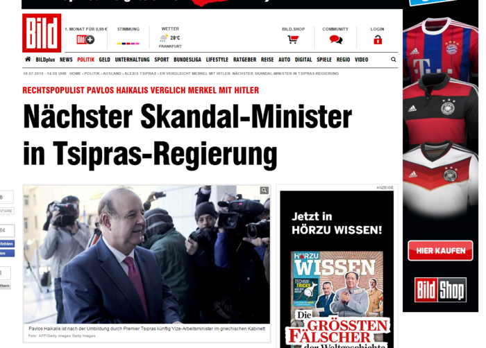 Bild: Σκάνδαλο η υπουργοποίηση Χαϊκάλη