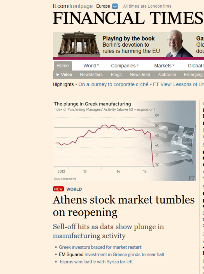 Το κραχ του Χρηματιστηρίου στα διεθνή ΜΜΕ - εικόνα 3