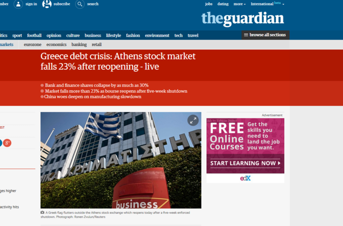 Το κραχ του Χρηματιστηρίου στα διεθνή ΜΜΕ - εικόνα 4