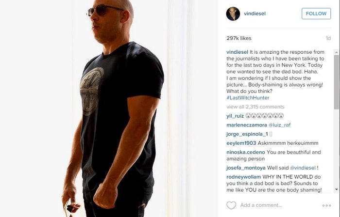 Ο Βιν Ντίζελ απαντά με φωτογραφία στο Instagram για την... κοιλίτσα του - εικόνα 2