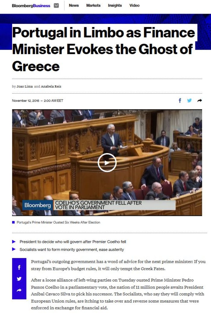 Bloomberg: Το φάντασμα της Ελλάδας, στοιχειώνει την Πορτογαλία