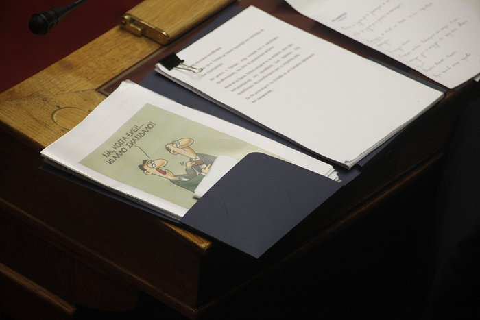 To σκίτσο του Αρκά που έδειξε ο Μητσοτάκης στον Τσίπρα