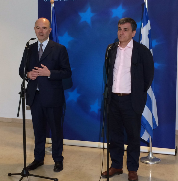 Στο πόδι η συνέντευξη Τύπου Μοσκοβισί-Τσακαλώτου στις Βρυξέλλες-φωτο