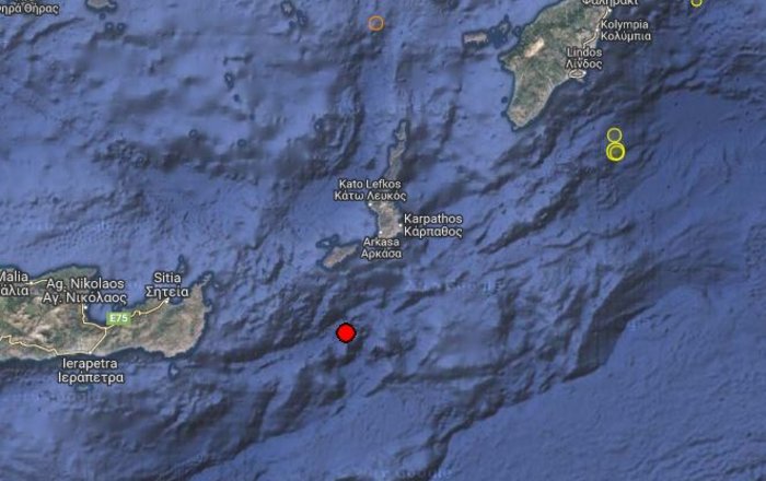 Δόνηση μεγέθους 3,9 Ρίχτερ νότια της Κάσου