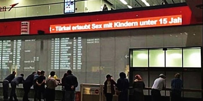 Μήνυμα στο αεροδρόμιο της Βιέννης: "η Τουρκία επιτρέπει το σεξ με παιδιά κάτω των 15 ετών".
