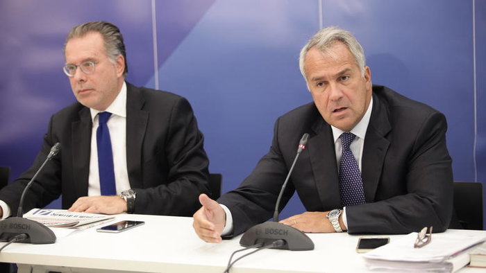 Γιώργος Κουμουτσάκος και Μάκης Βορίδης κατά τη διάρκεια της συνέντευξης Τύπου της Νέας Δημοκρατίας