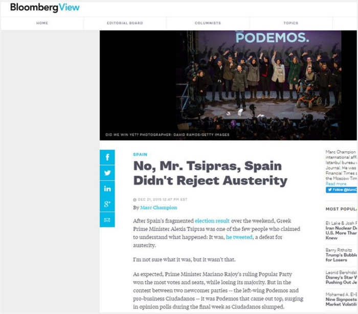 «Οχι κ.Τσίπρα, η Ισπανία δεν απέρριψε τη λιτότητα»