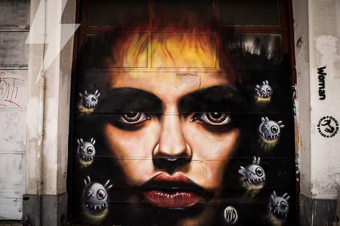 Streeart του WD στο θέατρο Εμπρός στο Γκάζι.Photo: Philip Gavrilakis