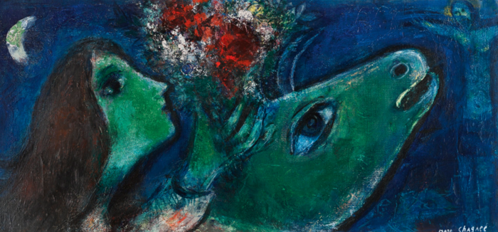 MARC CHAGALL /FEMME À L'ÂNE VERT OR TÊTE DE VACHE VERTE