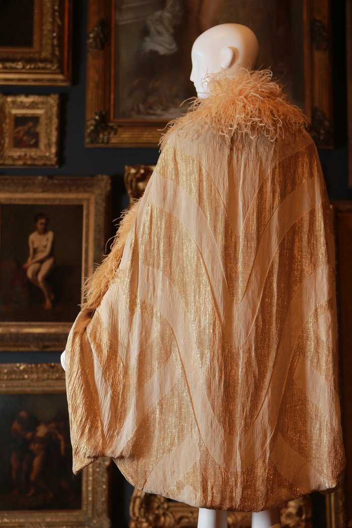 Evening cape (1928) by Callot SoeursSilk (satin, velvet, brocade), metallic thread, feathers