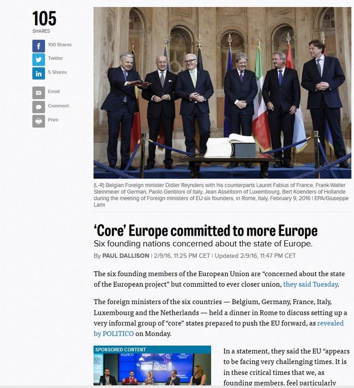 POLITICO: Μυστικό δείπνο των έξι στη Ρώμη για το μέλλον της Ε.Ε.