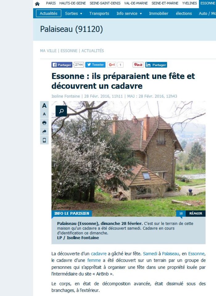 Νοίκιασαν σπίτι στο Παρίσι με πισίνα, κήπο και ένα... πτώμα!