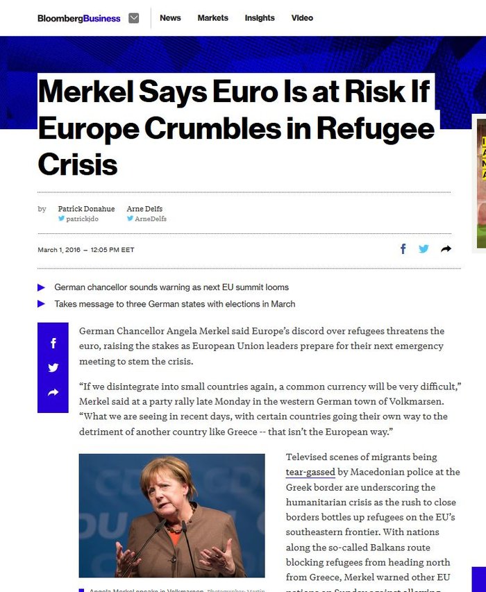 Μέρκελ: Η προσφυγική κρίση απειλεί το ευρώ