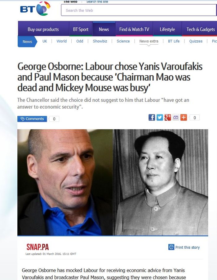 Ο Οσμπορν για Βαρουφάκη και Μέισον: O Μάο και ο... Μίκι Μάους