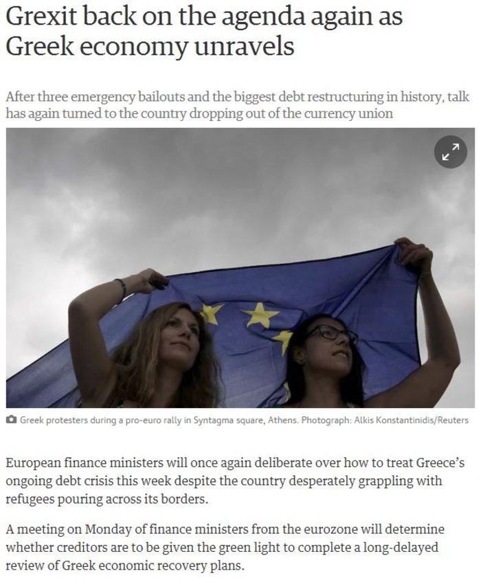 Guardian: Ο κίνδυνος του Grexit επιστρέφει