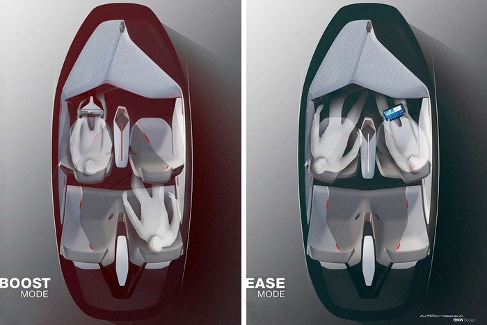 Αριστερά η καμπίνα στο boost mode. Δεξιά στο Ease mode