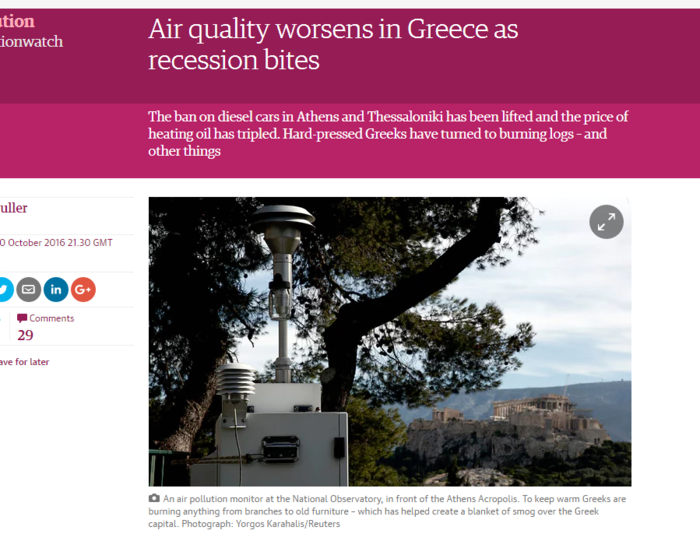 Guardian: Οι Ελληνες καίνε ό,τι βρούνε για να ζεσταθούν