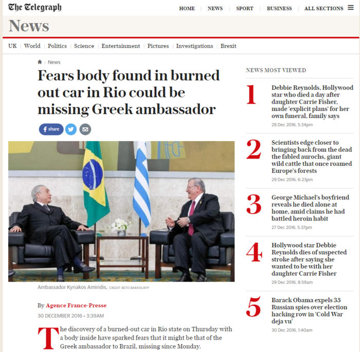 Θρίλερ με τον Έλληνα πρέσβη στη Βραζιλία: Βρέθηκε απανθρακωμένος - εικόνα 3