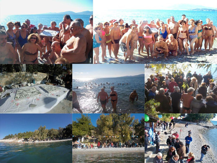 Βούτηξαν στα παγωμένα νερά του Παγασητικού & έκοψαν βασιλόπιτα [ΕΙΚΟΝΕΣ]