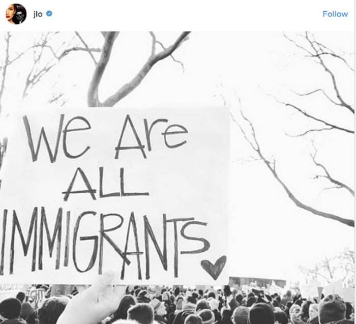 "Είμαστε όλοι μετανάστες" γράφει η Λόπεζ στο Instagram