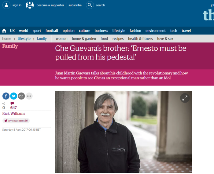 Ο Χουάν Μάρτιν Γκεβάρα εξομολογείται: «O αδελφός μου ο Τσε»